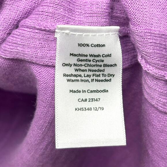 Talbots Cotton Sweater, Violet Purple Crew Neck, 3/4 Sleeves, Women's Size M - Picture 3 of 4